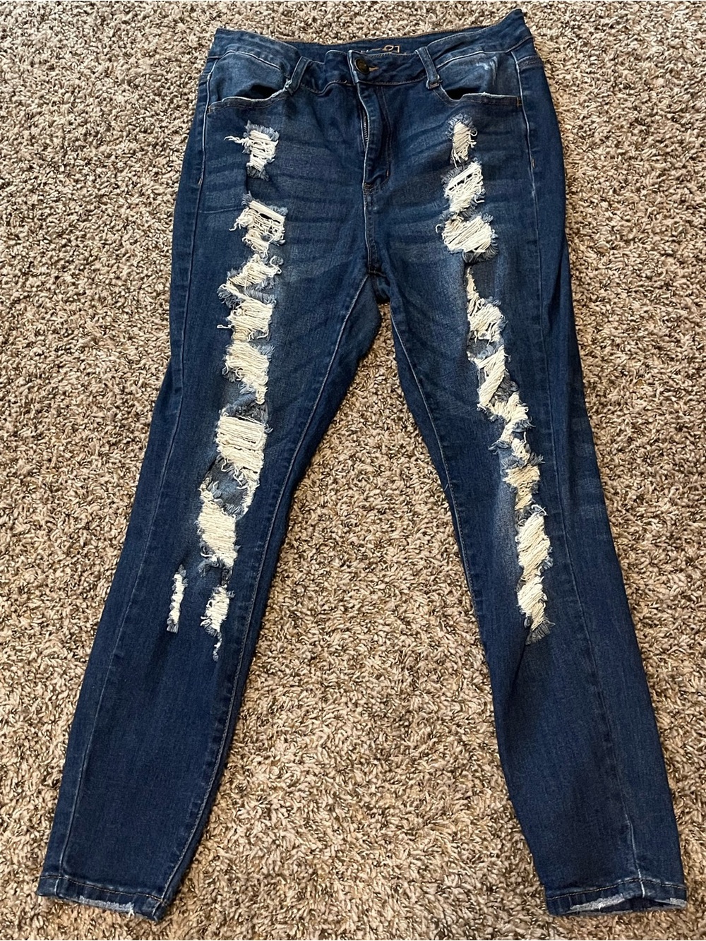 RUE21 Distressed High Rise Ankle Jegging Jeans Size 12 Stretchy Ripped Skinny